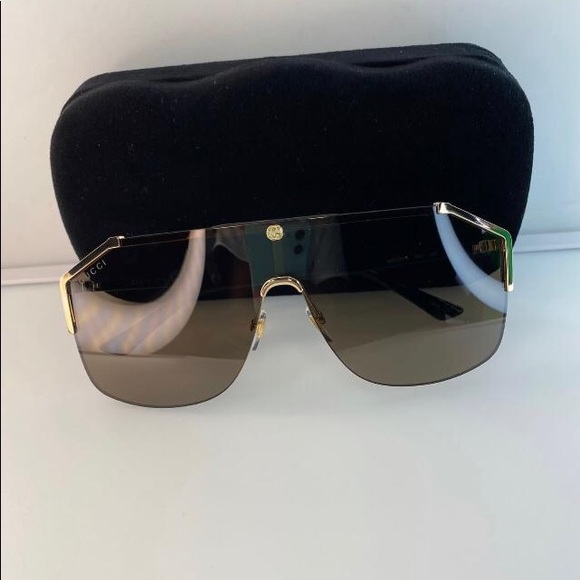 Gucci Brown Shield Unisex Sunglasses GG0291S 002 - Picture 10 of 12